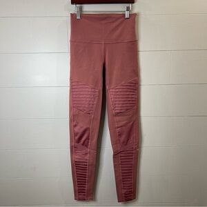 Alo Yoga | Deep Blush Moto High Rise Leggings with Mesh Inserts Size Small